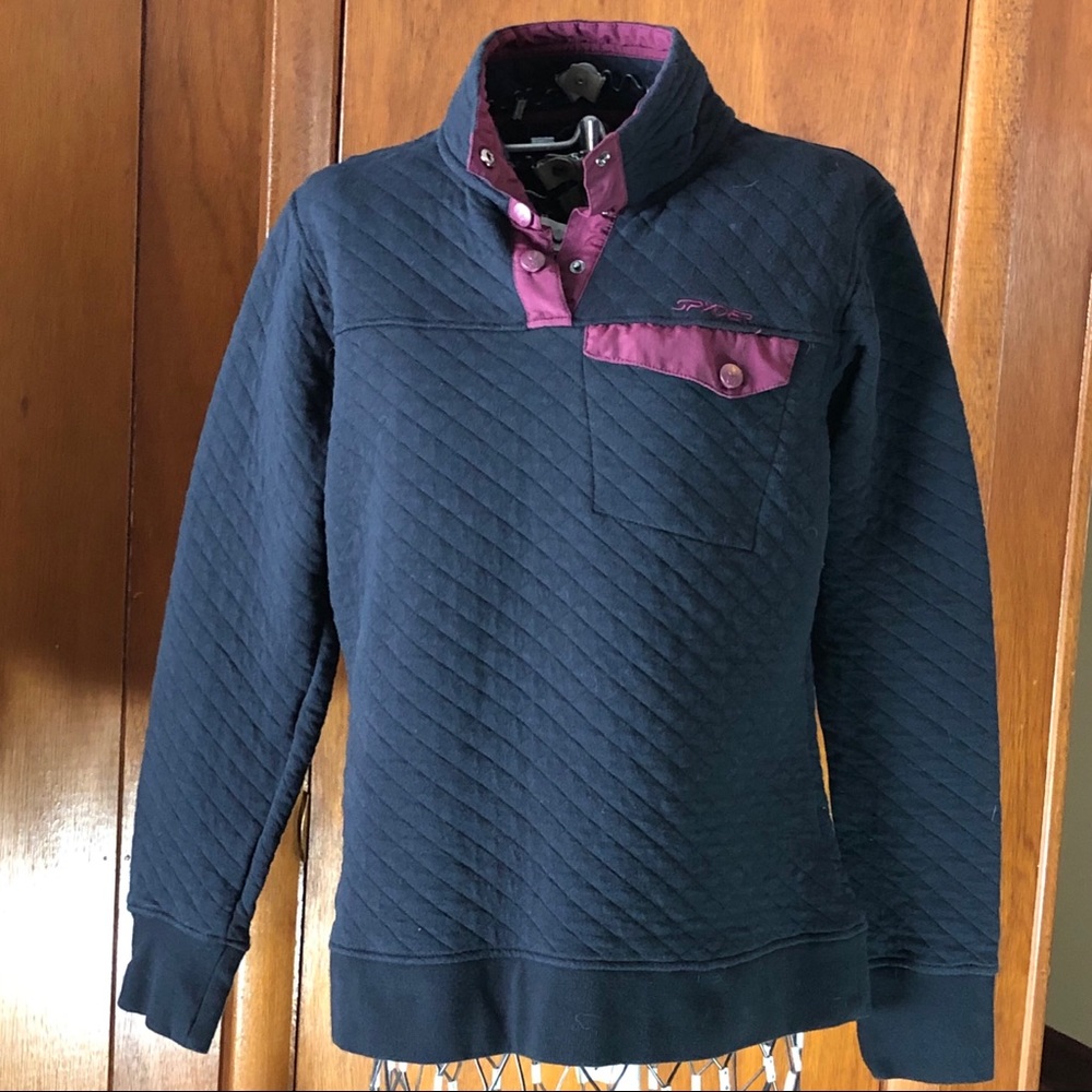 Spyder Blue Quilted Half Snap Pullover